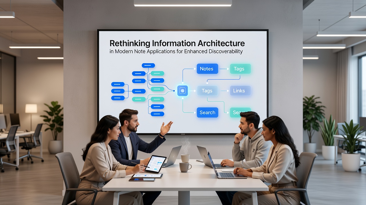 Knowledge graph visualization in a note-taking application highlighting connected concepts