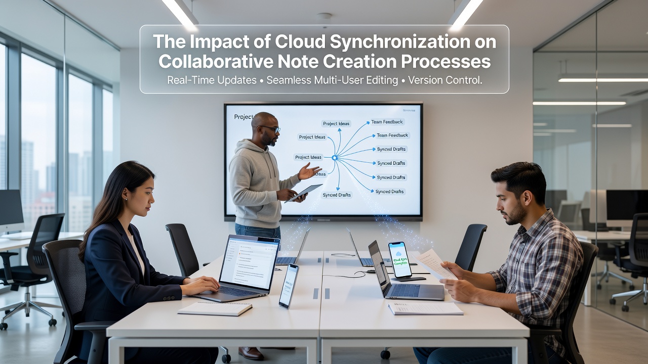 Diagram illustrating real-time conflict resolution during collaborative note editing